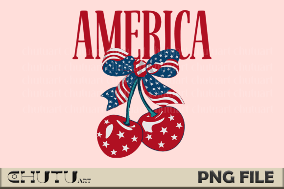 Bold Cherry PNG: A Patriotic Design for Summer Projects