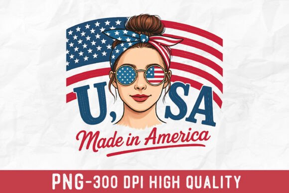 Patriotic Woman USA Flag Graphic PNG: Bold American Design